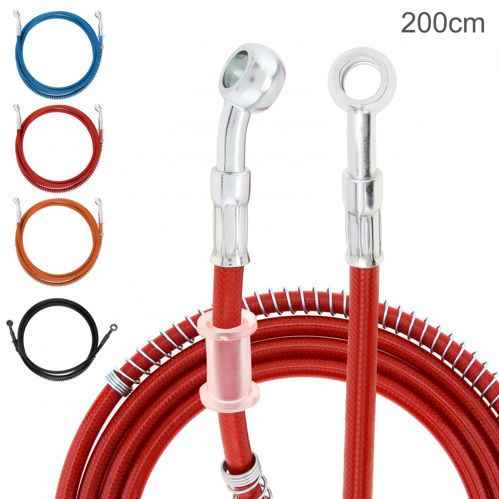 Motorcycle Brake Cable - 編組油圧ブレーキホース,200cm,ステンレス鋼ブレーキケーブル,オートバイ用,ユニバーサルレース用