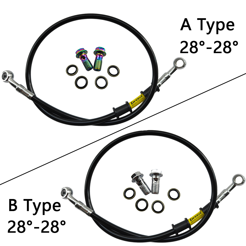 28 ° -28 °   黒色編組ステンレス鋼M10バンジョ - Motorcycle Brake Cable のレビューと価格