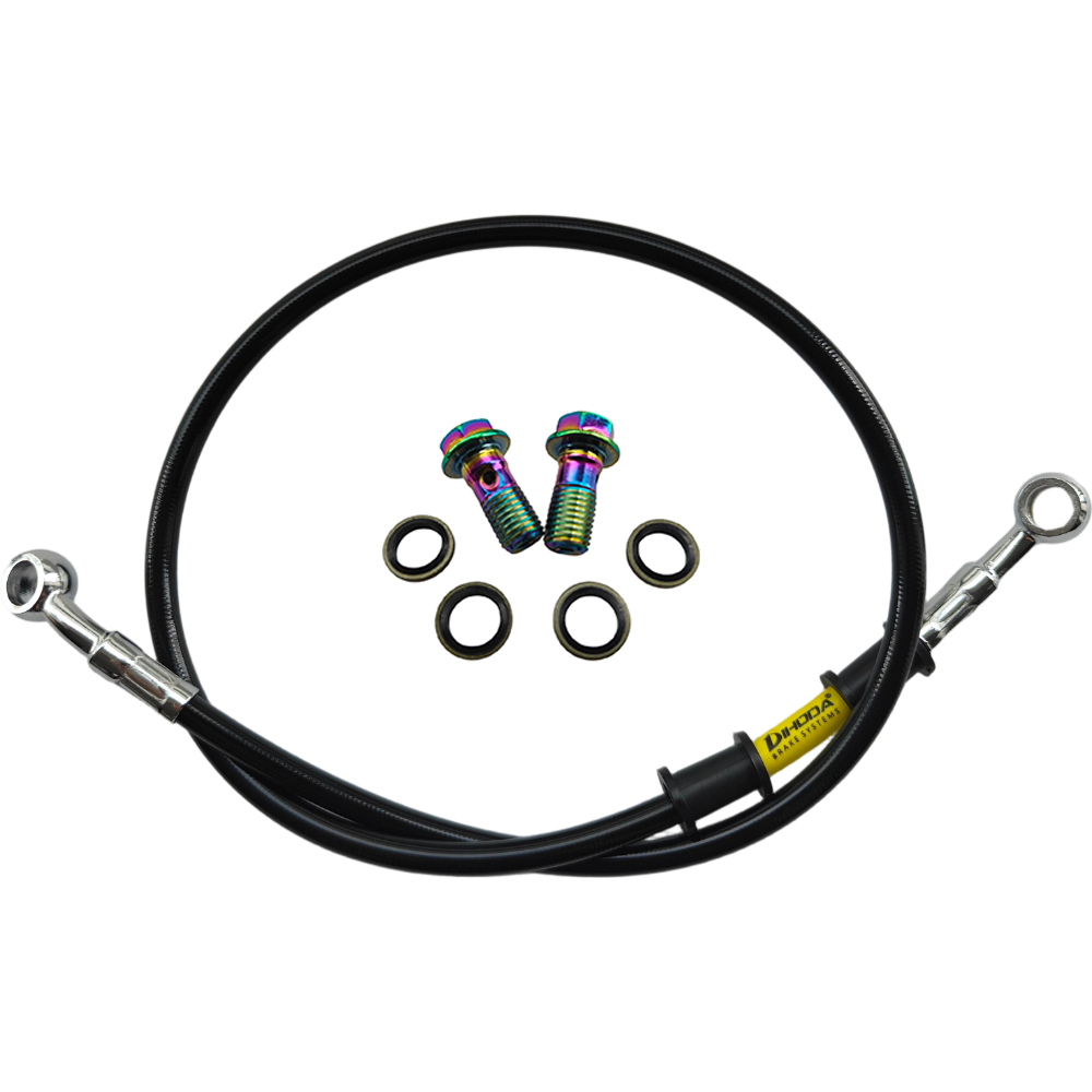 28 ° -28 °   黒色編組ステンレス鋼M10バンジョ - Motorcycle Brake Cable のレビューと価格