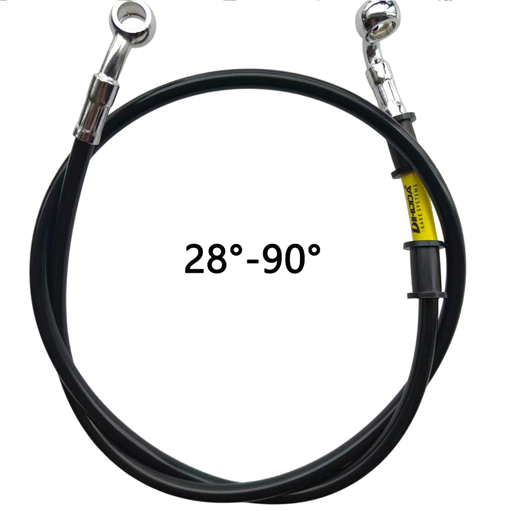 ブラック28 ° -90 °   度付き油圧ブレーキホース編 - Motorcycle Brake Cable のレビューと価格