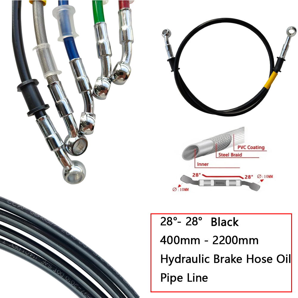 28 ° -28 °   黒編組油圧ブレーキクラッチホース強 - Motorcycle Brake Cable のレビューと価格
